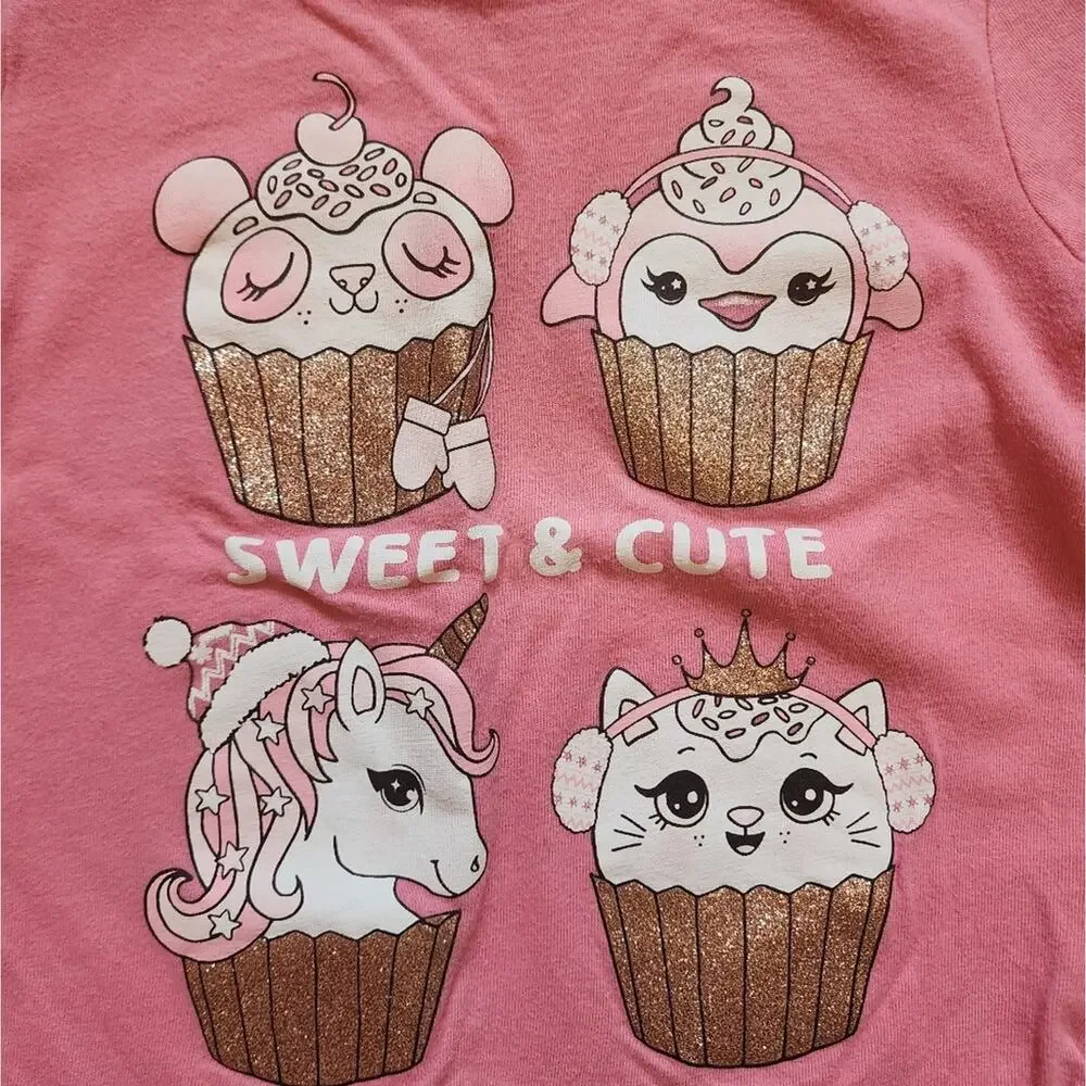The Children's Place Girl's Long Sleeve Pullover Cupcake Graphic Tee Size 2T